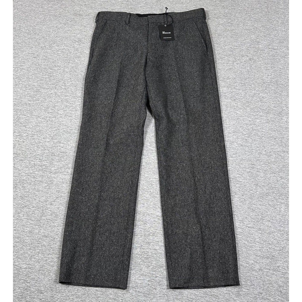 Express Producer Pants Mens Size 34x32 Gray Wool Blend Dress Office City NEW